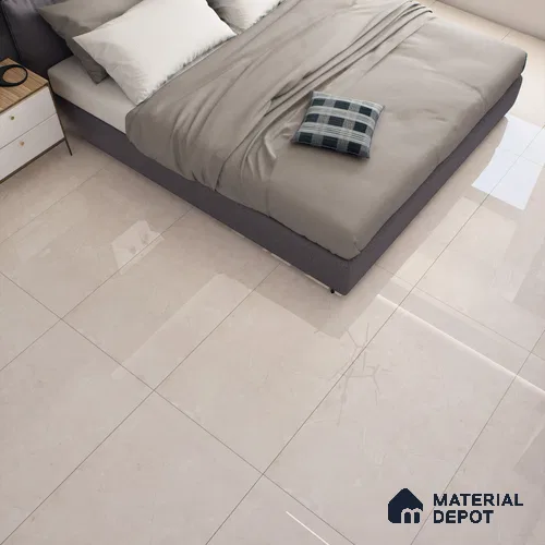 Cream Marble Floor & Wall Tile TL 07462 Gravier Royal Perlac Crema 4 ft x 2 ft Vitrified High Gloss Finish - 9 mm | Random 4 | Suitable for Living Room, Bedroom, Bathroom