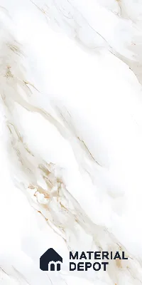 White Marble Floor & Wall Tile TL 07449 Gravier Royal Vega Statuario 4 ft x 2 ft Vitrified High Gloss Finish - 9 mm | Seamless 6 | Suitable for Living Room, Bedroom, Bathroom