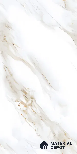 White Marble Floor & Wall Tile TL 07449 Gravier Royal Vega Statuario 4 ft x 2 ft Vitrified High Gloss Finish - 9 mm | Seamless 6 | Suitable for Living Room, Bedroom, Bathroom