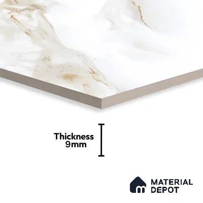 White Marble Floor & Wall Tile TL 07449 Gravier Royal Vega Statuario 4 ft x 2 ft Vitrified High Gloss Finish - 9 mm | Seamless 6 | Suitable for Living Room, Bedroom, Bathroom