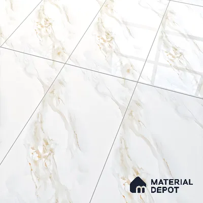 White Marble Floor & Wall Tile TL 07449 Gravier Royal Vega Statuario 4 ft x 2 ft Vitrified High Gloss Finish - 9 mm | Seamless 6 | Suitable for Living Room, Bedroom, Bathroom