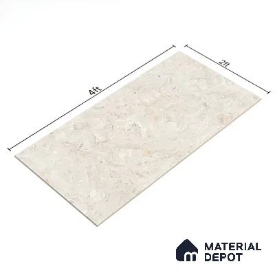 Cream Marble Floor & Wall Tile TL 07461 Gravier Royal Athos Crema 4 ft x 2 ft Vitrified High Gloss Finish - 9 mm | Seamless 4 | Suitable for Living Room, Bedroom, Bathroom (Sample)