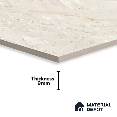 Cream Marble Floor & Wall Tile TL 07461 Gravier Royal Athos Crema 4 ft x 2 ft Vitrified High Gloss Finish - 9 mm | Seamless 4 | Suitable for Living Room, Bedroom, Bathroom (Sample)