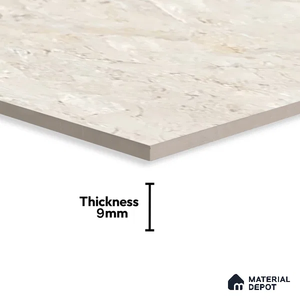 Cream Marble Floor & Wall Tile TL 07461 Gravier Royal Athos Crema 4 ft x 2 ft Vitrified High Gloss Finish - 9 mm | Seamless 4 | Suitable for Living Room, Bedroom, Bathroom (Sample)
