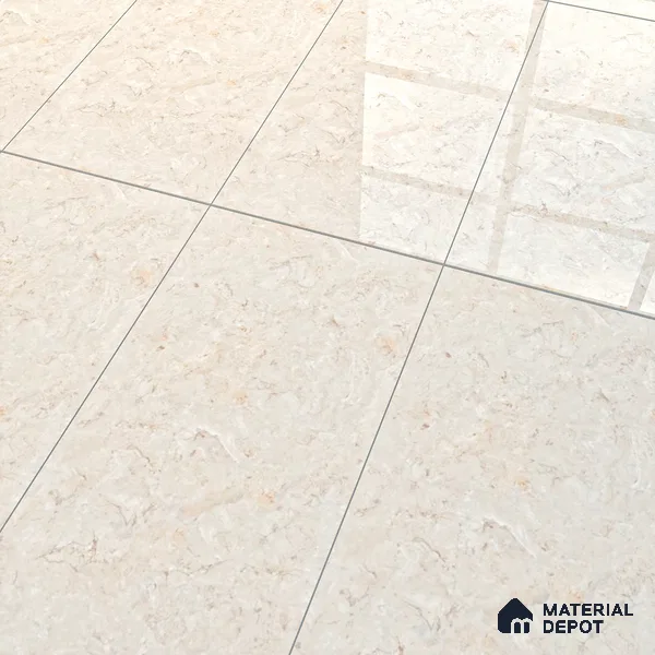 Cream Marble Floor & Wall Tile TL 07461 Gravier Royal Athos Crema 4 ft x 2 ft Vitrified High Gloss Finish - 9 mm | Seamless 4 | Suitable for Living Room, Bedroom, Bathroom (Sample)