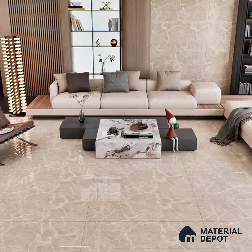 Brown Marble Floor & Wall Tile TL 07464 B Gravier Royal Berlin Taupe 4 ft x 2 ft Vitrified High Gloss Finish - 9 mm | Seamless 3 | Suitable for Living Room, Bedroom, Bathroom