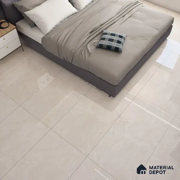 Cream Marble Floor & Wall Tile TL 07464 Gravier Royal Berlin Crema 4 ft x 2 ft Vitrified High Gloss Finish - 9 mm | Seamless 3 | Suitable for Living Room, Bedroom, Bathroom