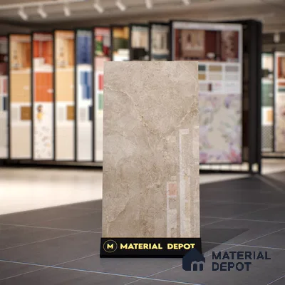 Brown Marble Floor & Wall Tile TL 07455 B Gravier Royal Neptune Brown 4 ft x 2 ft Vitrified High Gloss Finish - 9 mm | Random 6 | Suitable for Living Room, Bedroom, Bathroom (Sample)