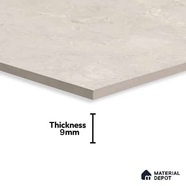 Cream Marble Floor & Wall Tile TL 07455 Gravier Royal Neptune Crema 4 ft x 2 ft Vitrified High Gloss Finish - 9 mm | Random 6 | Suitable for Living Room, Bedroom, Bathroom (Sample)