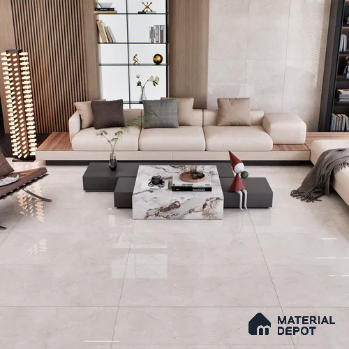 Cream Marble Floor & Wall Tile TL 07455 Gravier Royal Neptune Crema 4 ft x 2 ft Vitrified High Gloss Finish - 9 mm | Random 6 | Suitable for Living Room, Bedroom, Bathroom