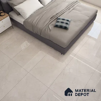 Cream Marble Floor & Wall Tile TL 07455 Gravier Royal Neptune Crema 4 ft x 2 ft Vitrified High Gloss Finish - 9 mm | Random 6 | Suitable for Living Room, Bedroom, Bathroom (Sample)