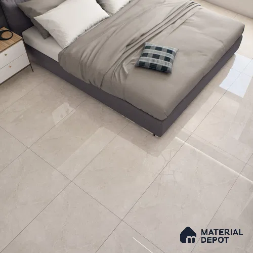 Cream Marble Floor & Wall Tile TL 07455 Gravier Royal Neptune Crema 4 ft x 2 ft Vitrified High Gloss Finish - 9 mm | Random 6 | Suitable for Living Room, Bedroom, Bathroom
