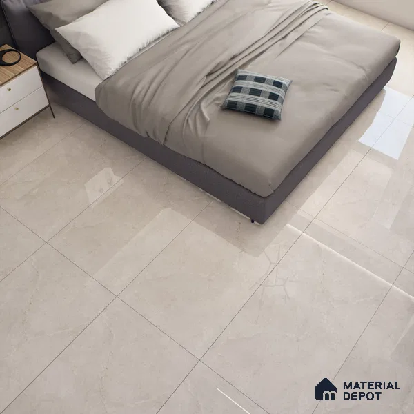 Cream Marble Floor & Wall Tile TL 07455 Gravier Royal Neptune Crema 4 ft x 2 ft Vitrified High Gloss Finish - 9 mm | Random 6 | Suitable for Living Room, Bedroom, Bathroom (Sample)