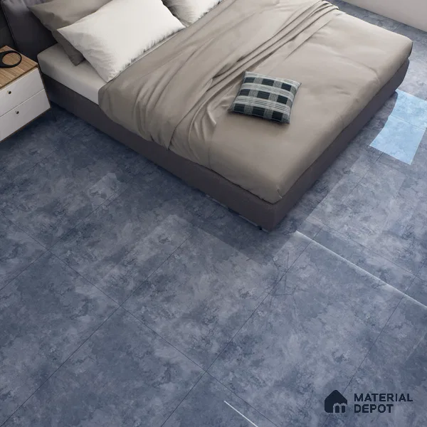 Blue Marble Floor & Wall Tile TL 07458 B Gravier Royal Sigma Blue 4 ft x 2 ft Vitrified High Gloss Finish - 9 mm | Seamless 5 | Suitable for Living Room, Bedroom, Bathroom (Sample)