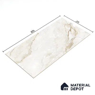 Cream Marble Floor & Wall Tile TL 07453 Gravier Royal Senior Natural 4 ft x 2 ft Vitrified High Gloss Finish - 9 mm | Seamless 6 | Suitable for Living Room, Bedroom, Bathroom