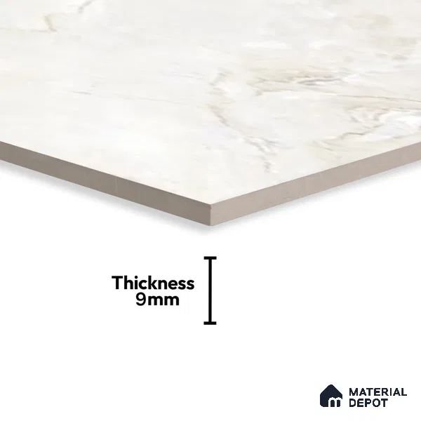 Cream Marble Floor & Wall Tile TL 07453 Gravier Royal Senior Natural 4 ft x 2 ft Vitrified High Gloss Finish - 9 mm | Seamless 6 | Suitable for Living Room, Bedroom, Bathroom