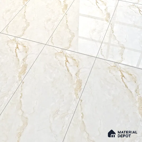 Cream Marble Floor & Wall Tile TL 07453 Gravier Royal Senior Natural 4 ft x 2 ft Vitrified High Gloss Finish - 9 mm | Seamless 6 | Suitable for Living Room, Bedroom, Bathroom