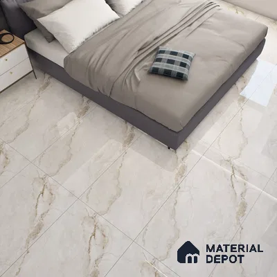 Cream Marble Floor & Wall Tile TL 07453 Gravier Royal Senior Natural 4 ft x 2 ft Vitrified High Gloss Finish - 9 mm | Seamless 6 | Suitable for Living Room, Bedroom, Bathroom