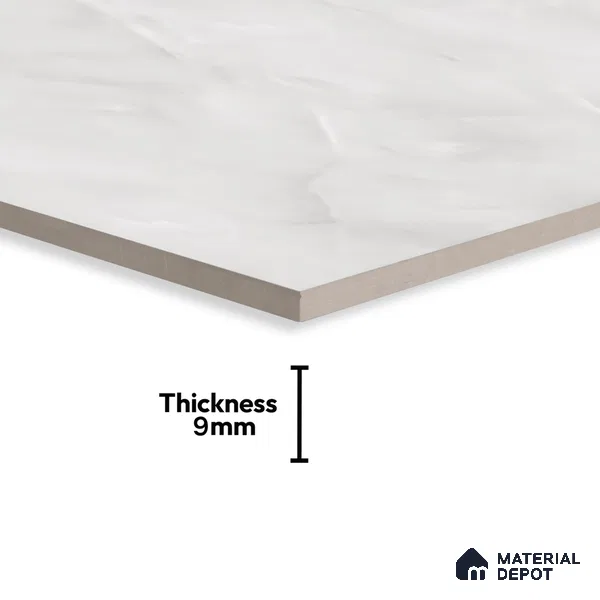 White Marble Floor & Wall Tile TL 07465 Gravier Royal Cerim Onyx Bianco 4 ft x 2 ft Vitrified High Gloss Finish - 9 mm | Seamless 4 | Suitable for Living Room, Bedroom, Bathroom