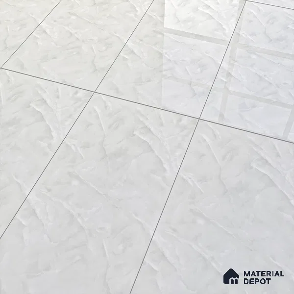 White Marble Floor & Wall Tile TL 07465 Gravier Royal Cerim Onyx Bianco 4 ft x 2 ft Vitrified High Gloss Finish - 9 mm | Seamless 4 | Suitable for Living Room, Bedroom, Bathroom