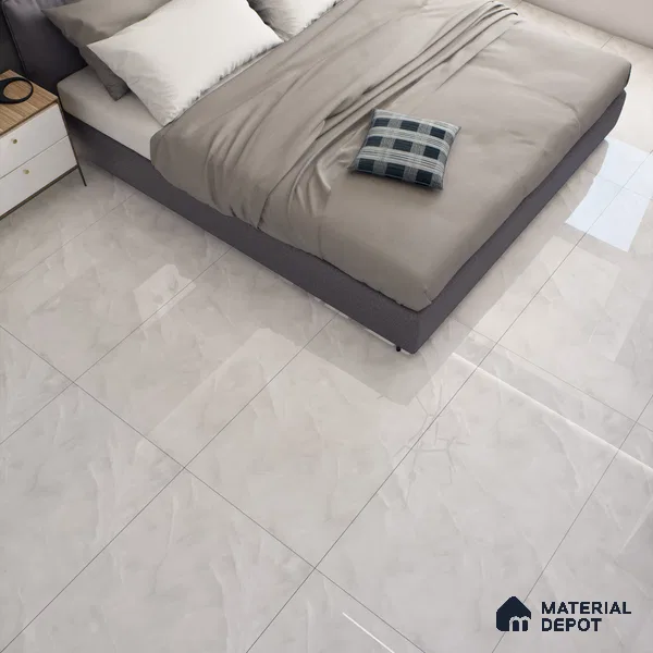 White Marble Floor & Wall Tile TL 07465 Gravier Royal Cerim Onyx Bianco 4 ft x 2 ft Vitrified High Gloss Finish - 9 mm | Seamless 4 | Suitable for Living Room, Bedroom, Bathroom