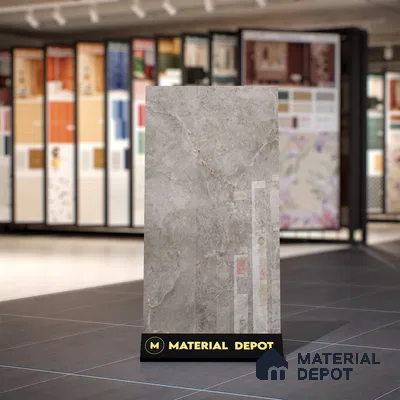 Grey Marble Floor & Wall Tile TL 07456 B Gravier Royal Neptune Grey 4 ft x 2 ft Vitrified High Gloss Finish - 9 mm | Random 6 | Suitable for Living Room, Bedroom, Bathroom (Sample)