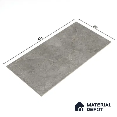 Grey Marble Floor & Wall Tile TL 07456 B Gravier Royal Neptune Grey 4 ft x 2 ft Vitrified High Gloss Finish - 9 mm | Random 6 | Suitable for Living Room, Bedroom, Bathroom (Sample)