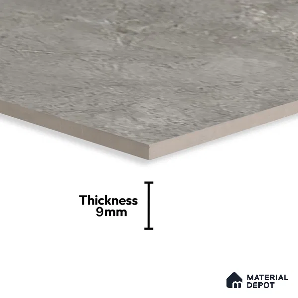 Grey Marble Floor & Wall Tile TL 07456 B Gravier Royal Neptune Grey 4 ft x 2 ft Vitrified High Gloss Finish - 9 mm | Random 6 | Suitable for Living Room, Bedroom, Bathroom (Sample)