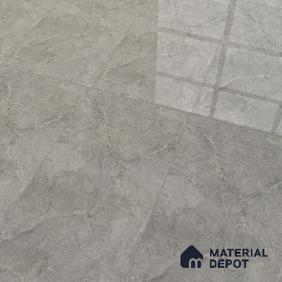 Grey Marble Floor & Wall Tile TL 07456 B Gravier Royal Neptune Grey 4 ft x 2 ft Vitrified High Gloss Finish - 9 mm | Random 6 | Suitable for Living Room, Bedroom, Bathroom (Sample)