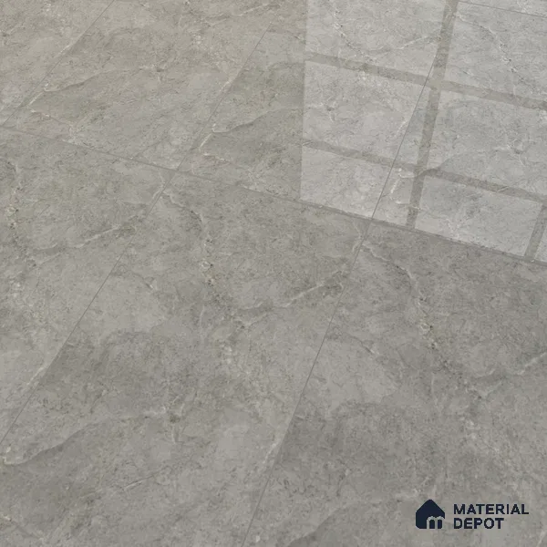Grey Marble Floor & Wall Tile TL 07456 B Gravier Royal Neptune Grey 4 ft x 2 ft Vitrified High Gloss Finish - 9 mm | Random 6 | Suitable for Living Room, Bedroom, Bathroom (Sample)