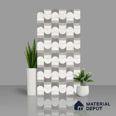 Grey Highlighter Wall Tile TL 07456 C Prestige Royal Neptune Grey Decor 4 ft x 2 ft Vitrified High Gloss Finish - 9 mm |  Suitable for Living Room, Bedroom, Bathroom