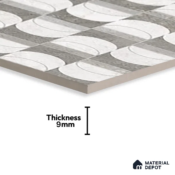 Grey Highlighter Wall Tile TL 07456 C Prestige Royal Neptune Grey Decor 4 ft x 2 ft Vitrified High Gloss Finish - 9 mm |  Suitable for Living Room, Bedroom, Bathroom