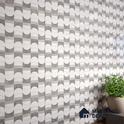 Grey Highlighter Wall Tile TL 07456 C Prestige Royal Neptune Grey Decor 4 ft x 2 ft Vitrified High Gloss Finish - 9 mm |  Suitable for Living Room, Bedroom, Bathroom