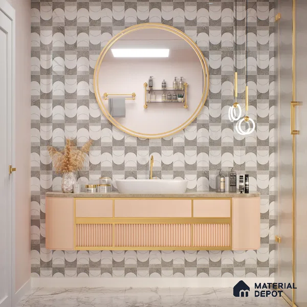 Grey Highlighter Wall Tile TL 07456 C Prestige Royal Neptune Grey Decor 4 ft x 2 ft Vitrified High Gloss Finish - 9 mm |  Suitable for Living Room, Bedroom, Bathroom