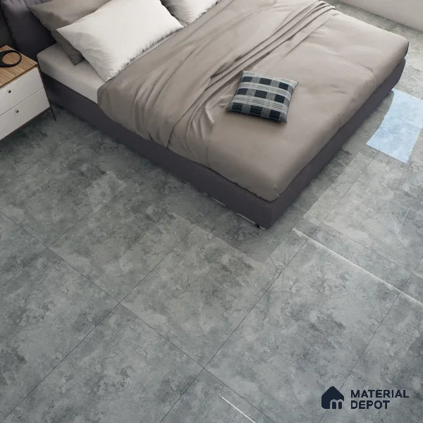 Grey Marble Floor & Wall Tile TL 07457 B Gravier Royal Sigma Verde 4 ft x 2 ft Vitrified High Gloss Finish - 9 mm | Seamless 5 | Suitable for Living Room, Bedroom, Bathroom (Sample)