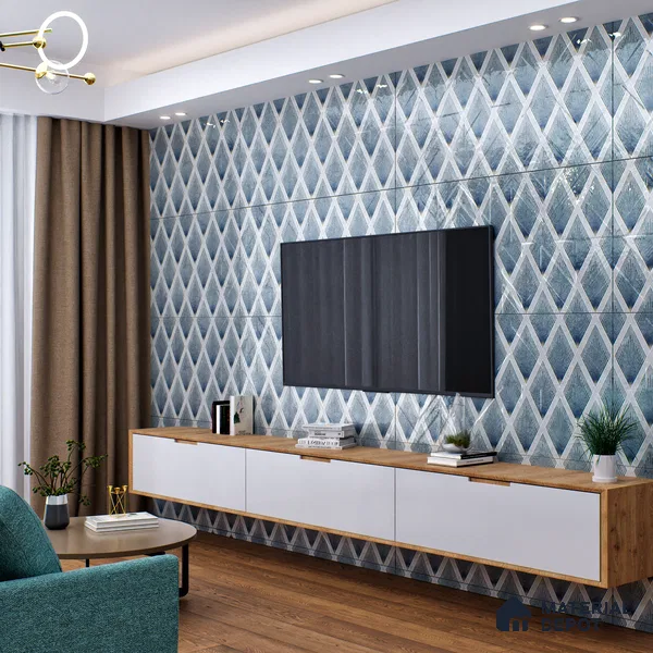 Grey Highlighter Wall Tile TL 07457 C Prestige Royal Sigma Verde Decor 4 ft x 2 ft Vitrified High Gloss Finish - 9 mm | Suitable For Bathroom, Accent/Feature Wall, Dining Area