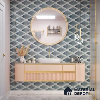 Grey Highlighter Wall Tile TL 07457 C Prestige Royal Sigma Verde Decor 4 ft x 2 ft Vitrified High Gloss Finish - 9 mm | Suitable For Bathroom, Accent/Feature Wall, Dining Area