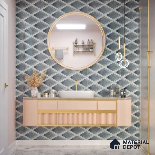 Grey Highlighter Wall Tile TL 07457 C Prestige Royal Sigma Verde Decor 4 ft x 2 ft Vitrified High Gloss Finish - 9 mm | Suitable for Living Room, Bedroom, Bathroom