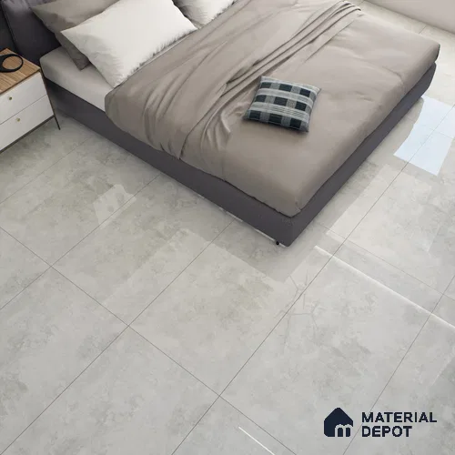 Grey Marble Floor & Wall Tile TL 07457 Gravier Royal Sigma Pista 4 ft x 2 ft Vitrified High Gloss Finish - 9 mm | Seamless 5 | Suitable for Living Room, Bedroom, Bathroom