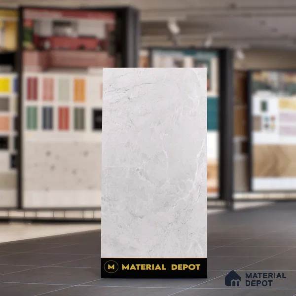 Grey Marble Floor & Wall Tile TL 07463 Gravier Royal Fermozo Bianco 4 ft x 2 ft Vitrified High Gloss Finish - 9 mm | Random 6 | Suitable for Living Room, Bedroom, Bathroom