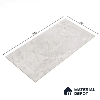 Grey Marble Floor & Wall Tile TL 07463 Gravier Royal Fermozo Bianco 4 ft x 2 ft Vitrified High Gloss Finish - 9 mm | Random 6 | Suitable for Living Room, Bedroom, Bathroom