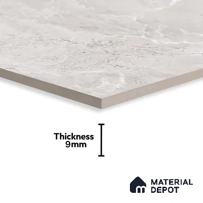 Grey Marble Floor & Wall Tile TL 07463 Gravier Royal Fermozo Bianco 4 ft x 2 ft Vitrified High Gloss Finish - 9 mm | Random 6 | Suitable for Living Room, Bedroom, Bathroom