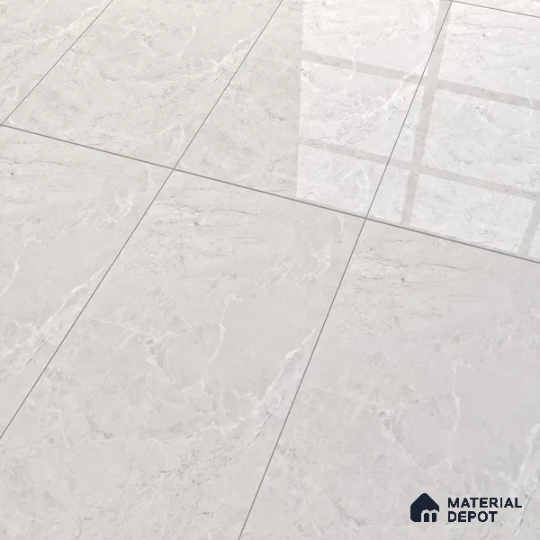 Grey Marble Floor & Wall Tile TL 07463 Gravier Royal Fermozo Bianco 4 ft x 2 ft Vitrified High Gloss Finish - 9 mm | Random 6 | Suitable for Living Room, Bedroom, Bathroom