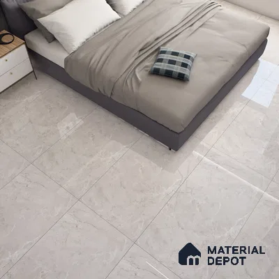 Grey Marble Floor & Wall Tile TL 07463 Gravier Royal Fermozo Bianco 4 ft x 2 ft Vitrified High Gloss Finish - 9 mm | Random 6 | Suitable for Living Room, Bedroom, Bathroom