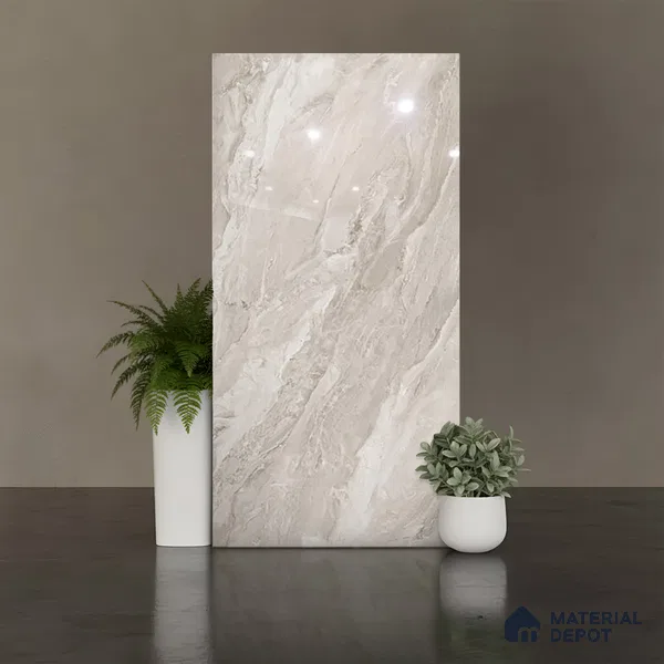 Cream Marble  Tile TL 07448 B  Royal Sofita Crema 4 ft x 2 ft Vitrified High Gloss Finish - 9 mm | Seamless 5 | Suitable for Living Room, Bedroom, Bathroom