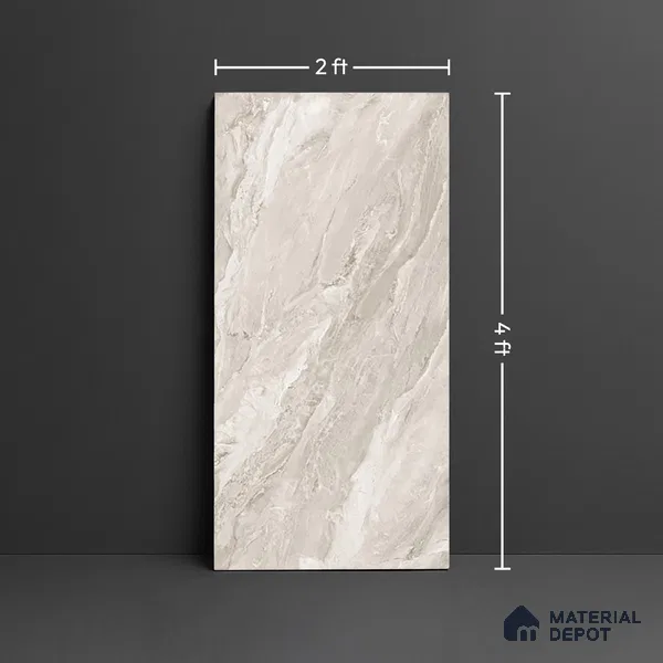 Cream Marble  Tile TL 07448 B  Royal Sofita Crema 4 ft x 2 ft Vitrified High Gloss Finish - 9 mm | Seamless 5 | Suitable for Living Room, Bedroom, Bathroom