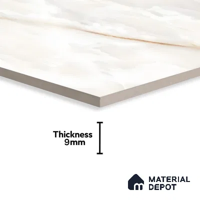 Cream Marble Floor & Wall Tile TL 07469 Gravier Royal Swiss Onyx 4 ft x 2 ft Vitrified High Gloss Finish - 9 mm | Random 4 | Suitable for Living Room, Bedroom, Bathroom