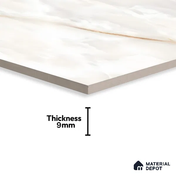 Cream Marble Floor & Wall Tile TL 07469 Gravier Royal Swiss Onyx 4 ft x 2 ft Vitrified High Gloss Finish - 9 mm | Random 4 | Suitable for Living Room, Bedroom, Bathroom