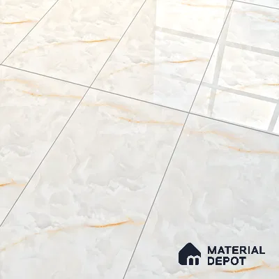 Cream Marble Floor & Wall Tile TL 07469 Gravier Royal Swiss Onyx 4 ft x 2 ft Vitrified High Gloss Finish - 9 mm | Random 4 | Suitable for Living Room, Bedroom, Bathroom