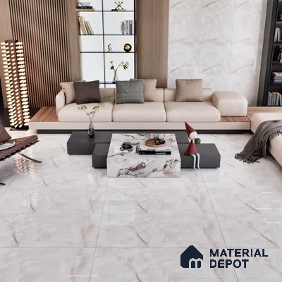 Cream Marble Floor & Wall Tile TL 07469 Gravier Royal Swiss Onyx 4 ft x 2 ft Vitrified High Gloss Finish - 9 mm | Random 4 | Suitable for Living Room, Bedroom, Bathroom